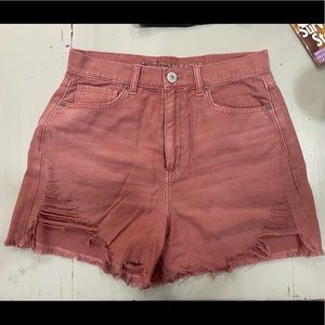 NWOT American eagle highest rise distressed mom short pink mauve size 6